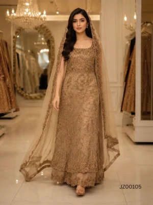Bespoke bridal outfit - Coffee Tail Bridal Maxi detail - Jabeenz