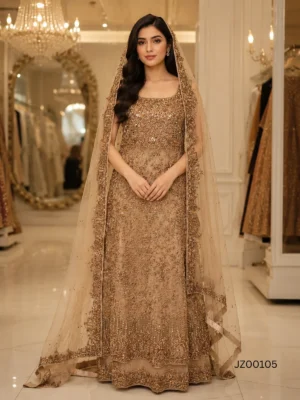 Barat bridal outfit - Coffee Tail Bridal Maxi detail - Jabeenz