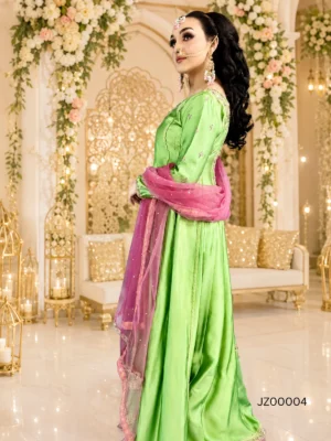 Parrot Green Pakistani Wedding & Party Wear Palazzo — detail view | Jabeenz UK