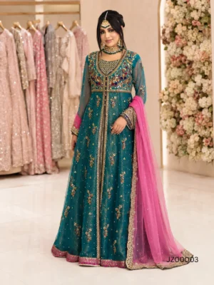 Heavy Sea Green Partywear Maxi — front view | Jabeenz UK