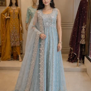 Ice Blue Embellished Maxi