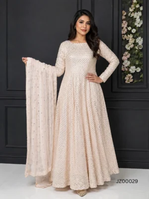 The Peach Chiffon Sequined Maxi — close-up view | Jabeenz UK