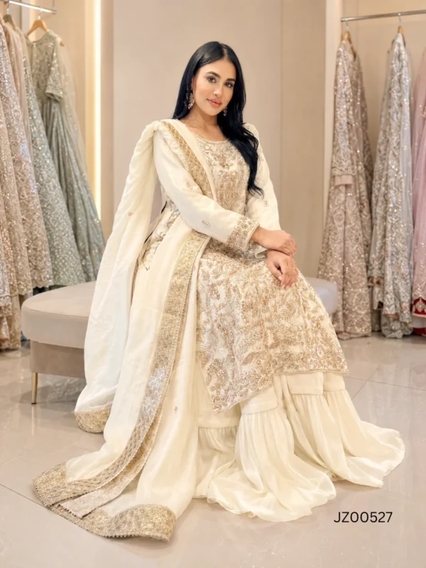 Ivory Farshi Pakistani Wedding & Party Wear Dress
