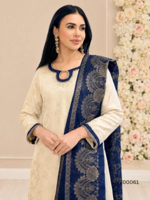 Golden and Blue Sharara Dress — front view | Jabeenz UK