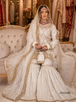 Off-White Gharara Set — detail view | Jabeenz UK
