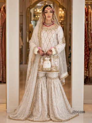 Off-White Gharara Set — front view | Jabeenz UK