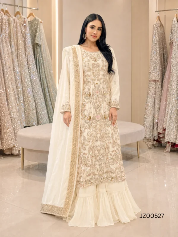 Ivory Farshi Pakistani Wedding & Party Wear Dress - alternate view