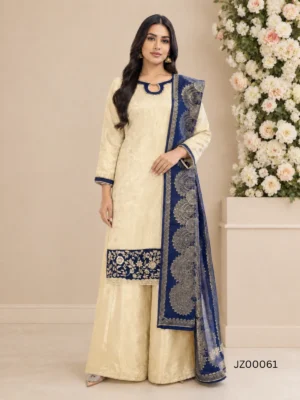 Golden and Blue Sharara Dress — styling view | Jabeenz UK