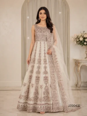 Nikkah guest outfit - Ethereal Grey Maxi detail - Jabeenz