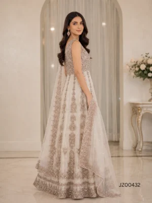 Walima guest outfit - Ethereal Grey Maxi detail - Jabeenz