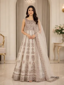 Mehndi guest dress - Ethereal Grey Maxi - Jabeenz Manchester