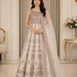 Ethereal Grey Pakistani Bridal Wear Maxi
