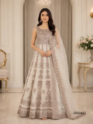 Mehndi guest dress - Ethereal Grey Maxi - Jabeenz Manchester