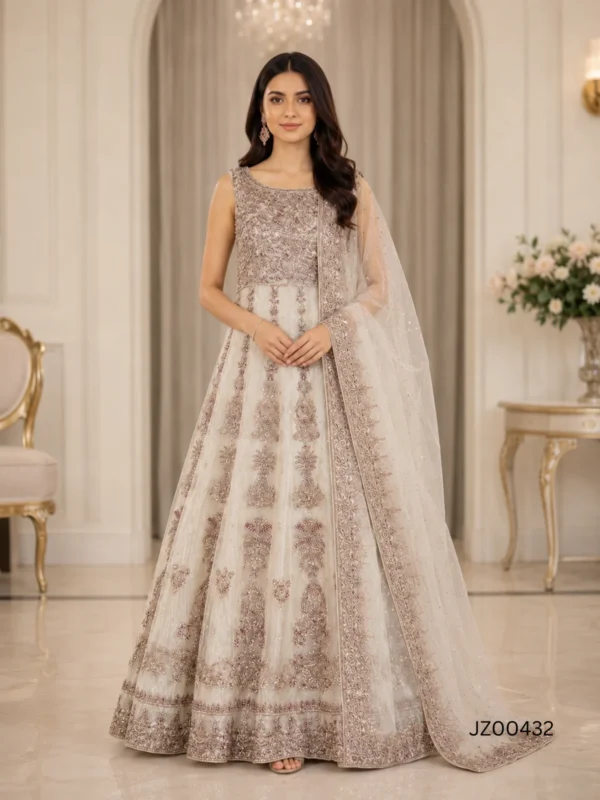 Mehndi guest dress - Ethereal Grey Maxi - Jabeenz Manchester