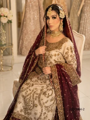 Farshi Lehenga with Elegant Long Shirt — close-up view | Jabeenz UK