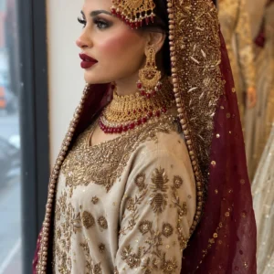 Deep Maroon Pakistani Bridal Lehenga
