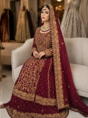 Angarkha Style Bridal Lehenga — styling view | Jabeenz UK