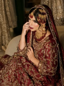 Deep Red Bridal Farshi Lehenga