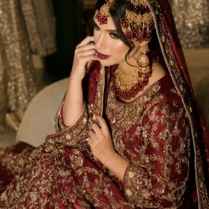 Deep Red Bridal Farshi Lehenga