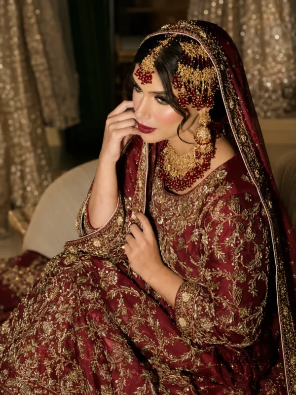 Deep Red Bridal Farshi Lehenga