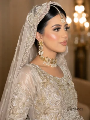 Fawn Front-Open Bridal Dress — front view | Jabeenz UK