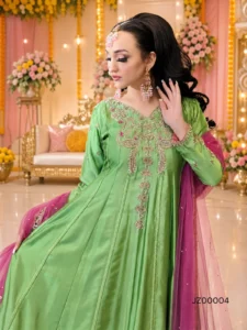 Parrot Green Silk Dress