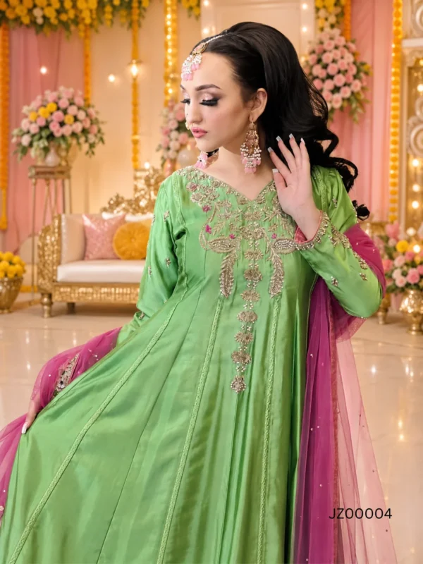 Parrot Green Pakistani Wedding & Party Wear Palazzo