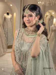 Sage Green Front Open Bridal Maxi