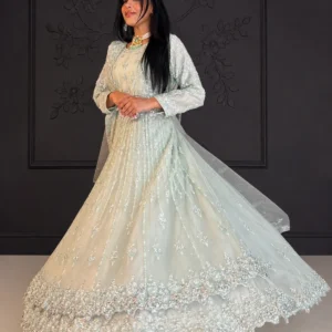 Sage Green Pakistani Wedding & Party Wear Maxi