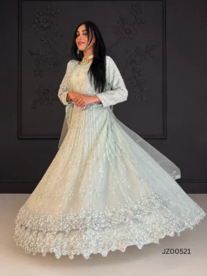Sage Radiance Green Net Maxi — front view | Jabeenz UK