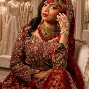 Heavily Embroidered Bridal Maxi with Banarsi Lehenga