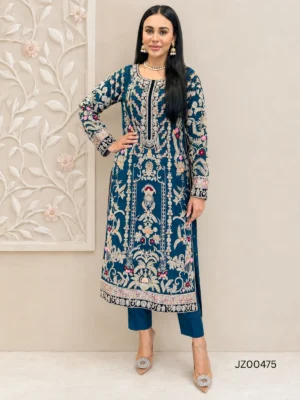 Sea Blue Partywear Ensemble — back view | Jabeenz UK