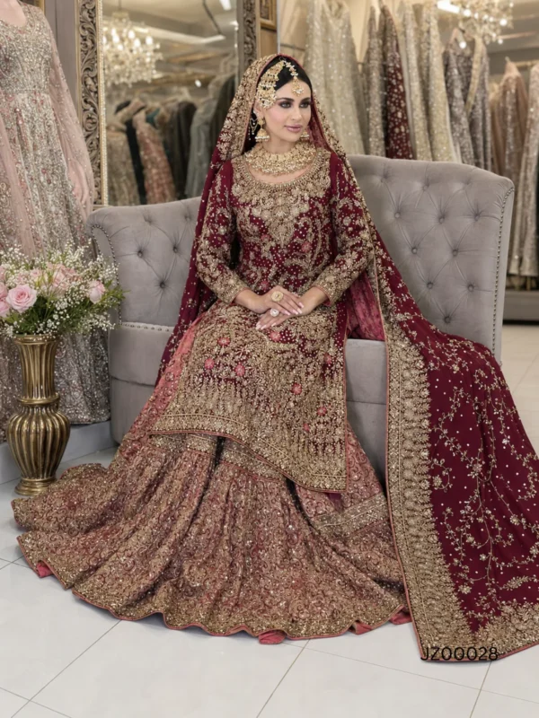 Mehr-e-Maroon Bridal Sharara - alternate view