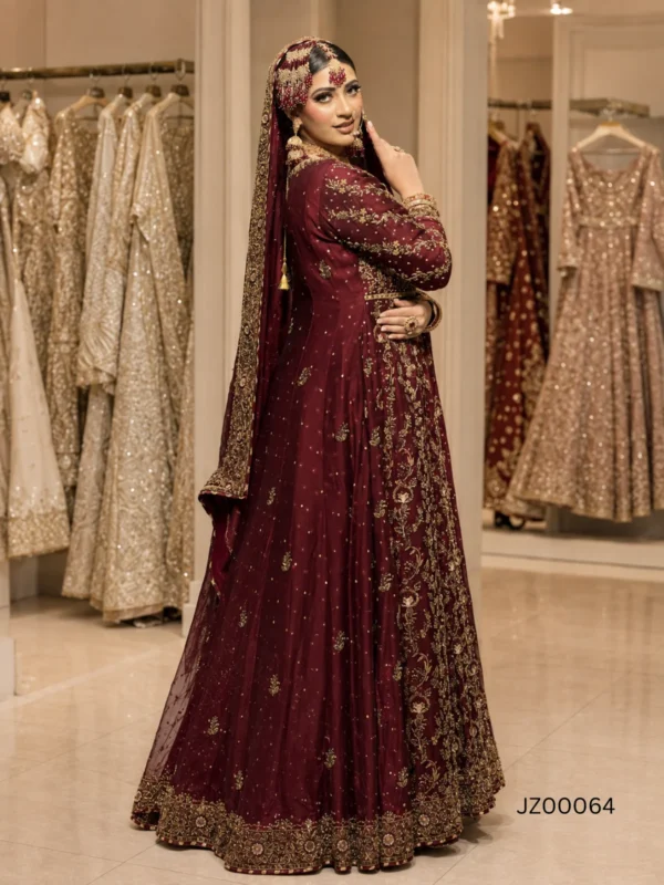Maroon Front Open with Ivory Farshi - alternate view