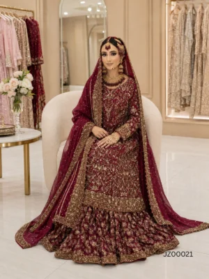 Merjanda Farshi Sharara Pakistani Bridal Wear — back view | Jabeenz UK
