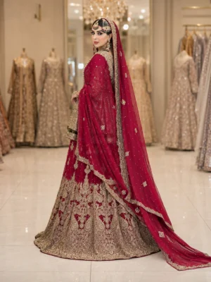 Paplam Shirt With Bridal Lehenga — close-up view | Jabeenz UK