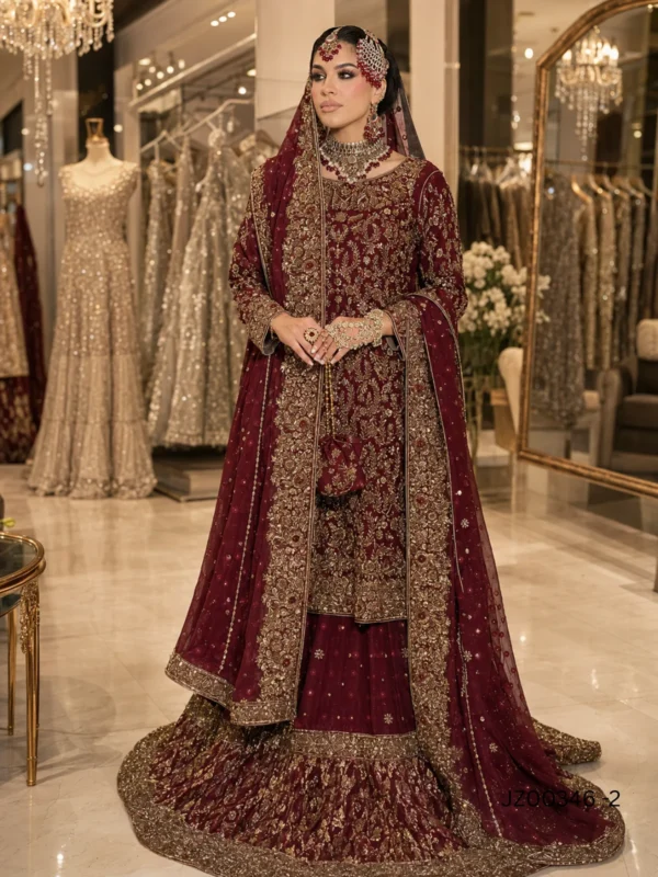 Maroon Bridal Farshi Lehenga - alternate view