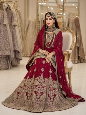 Paplam Shirt With Bridal Lehenga — detail view | Jabeenz UK