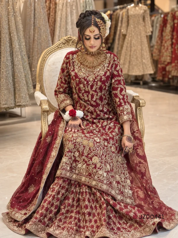 Deep Red Farshi Lehenga - alternate view