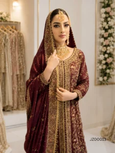 Maroon Front-Open Farshi Lehenga
