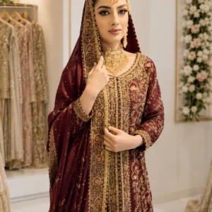 Maroon Front-Open Farshi Lehenga