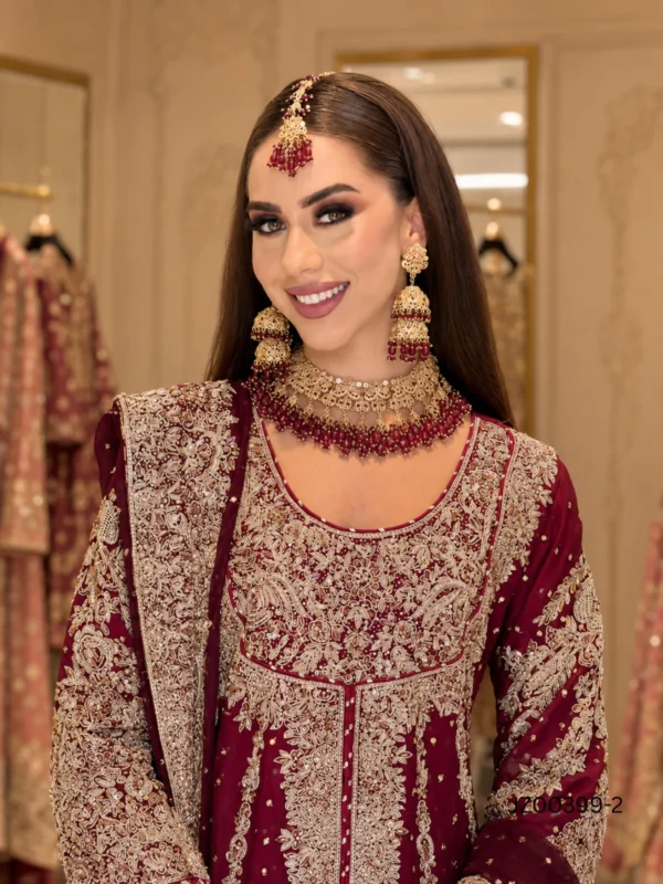 Maroon Peplum Style Bridal Farshi Lehenga