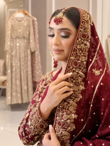 Hyderabadi-Inspired Maroon Bridal Ensemble