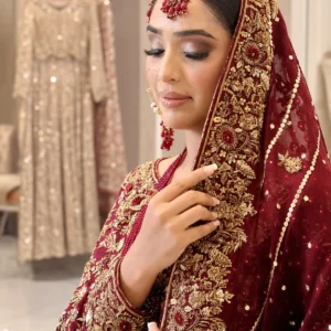 Hyderabadi-Inspired Maroon Bridal Ensemble