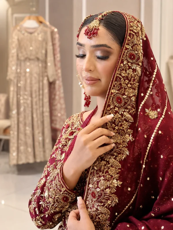 Hyderabadi-Inspired Maroon Bridal Ensemble