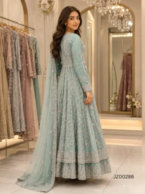 Red bridal outfit - Ice Blue Bridal Maxi detail - Jabeenz