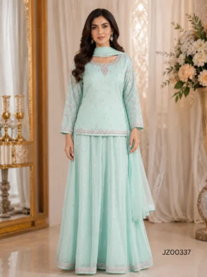 Ice Blue Party Wear Lehenga — detail view | Jabeenz UK