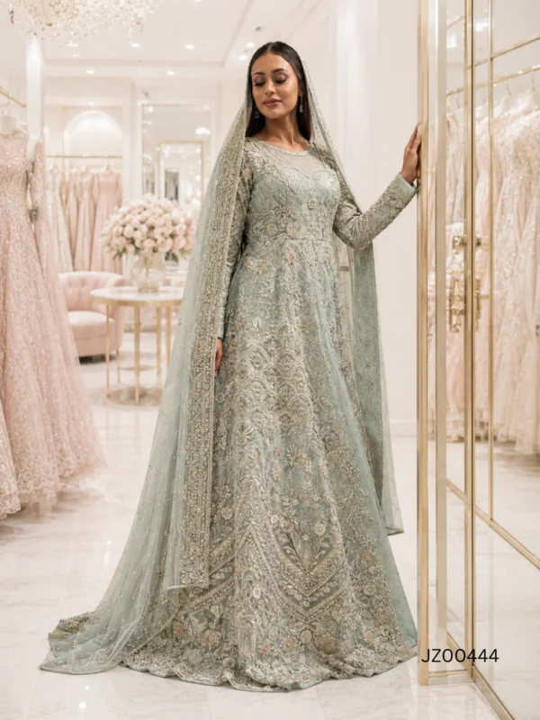 Light Green Pakistani Bridal Wear Maxi - alternate view