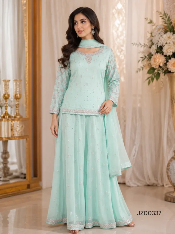 Ice Blue Party Wear Lehenga - alternate view