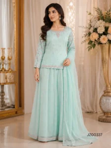 Ice Blue Party Wear Lehenga
